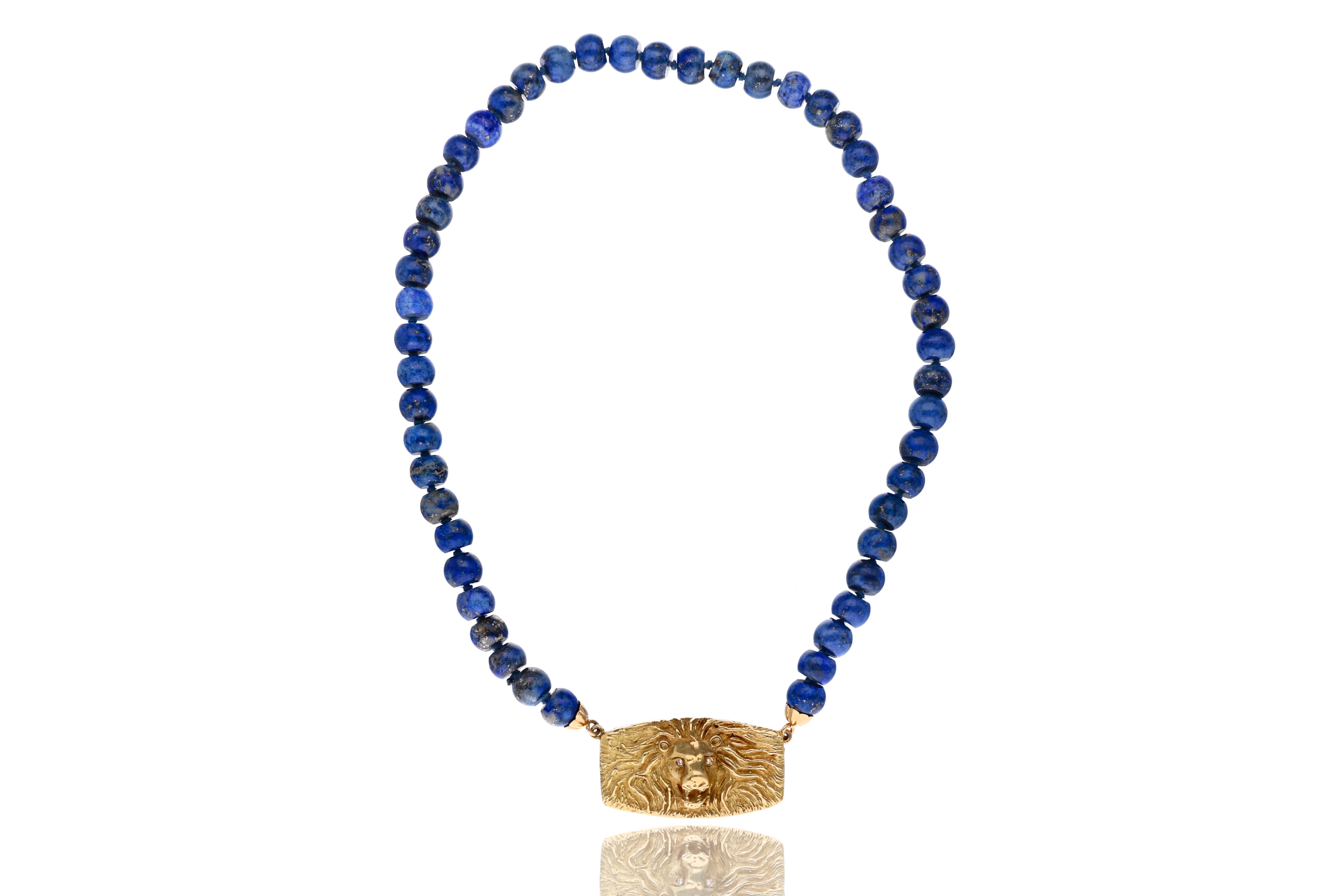 Collana in lapislazzuli e diamanti con chiusura in oro - Asta Preziosi
