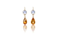 Paio di orecchini pendenti con quarzi citrini e topazi - Asta Preziosi Paio di orecchini pendenti con quarzi citrini e topazi - Asta Preziosi