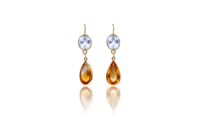 Paio di orecchini pendenti con quarzi citrini e topazi - Asta Preziosi Paio di orecchini pendenti con quarzi citrini e topazi - Asta Preziosi