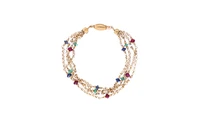Bracciale con perle d'acqua dolce e rondelle di rubino, smeraldo e zaffiro - Asta Preziosi