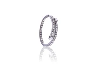 Paio di orecchini a cerchio con diamanti e pietra - Asta Preziosi