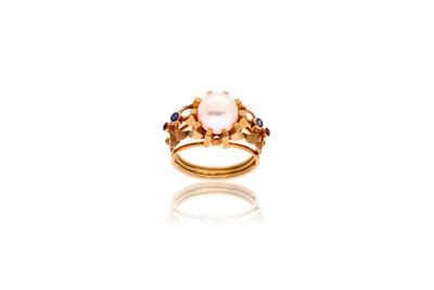 Anello con perla coltivata pietre - Asta Preziosi