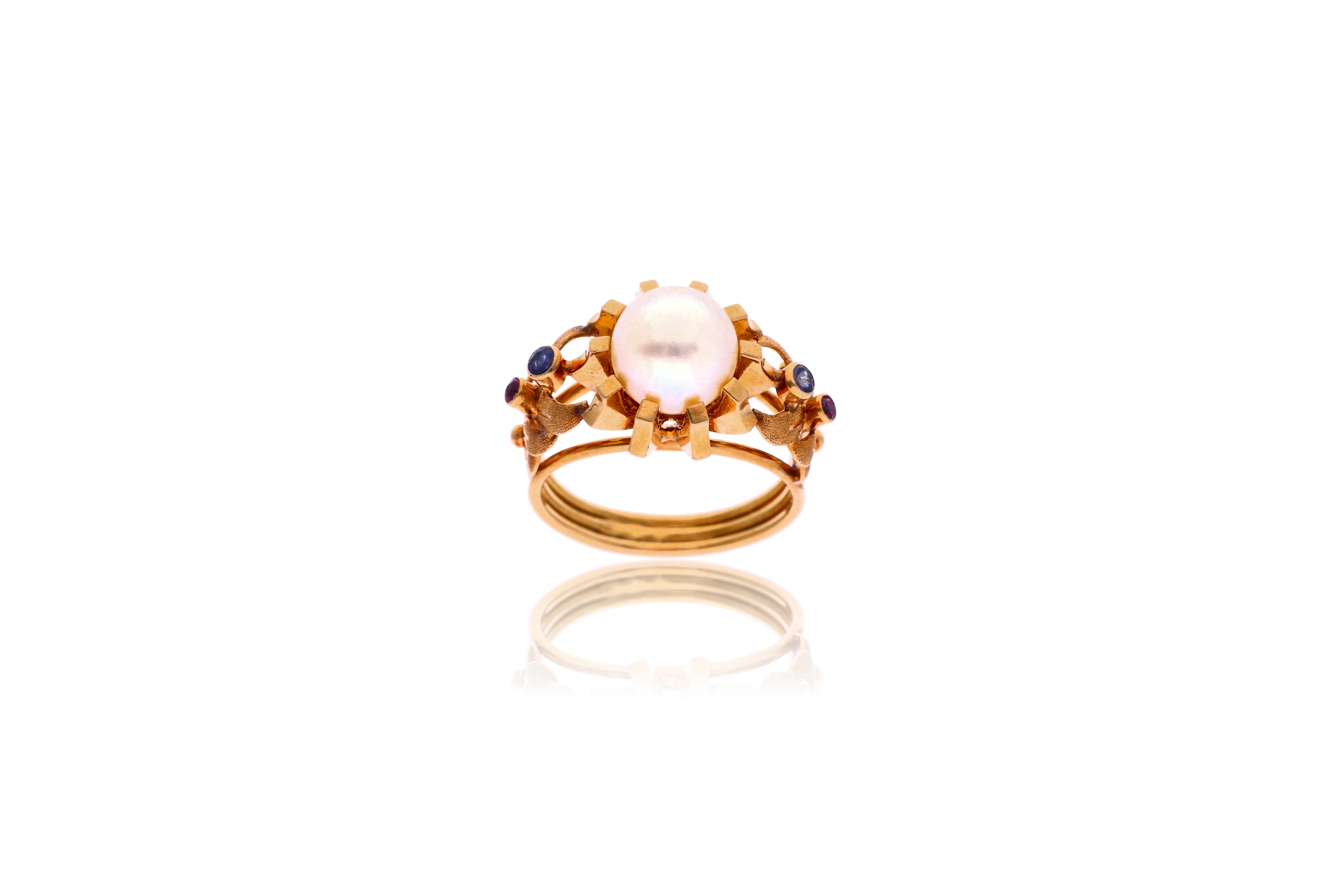 Anello con perla coltivata pietre - Asta Preziosi