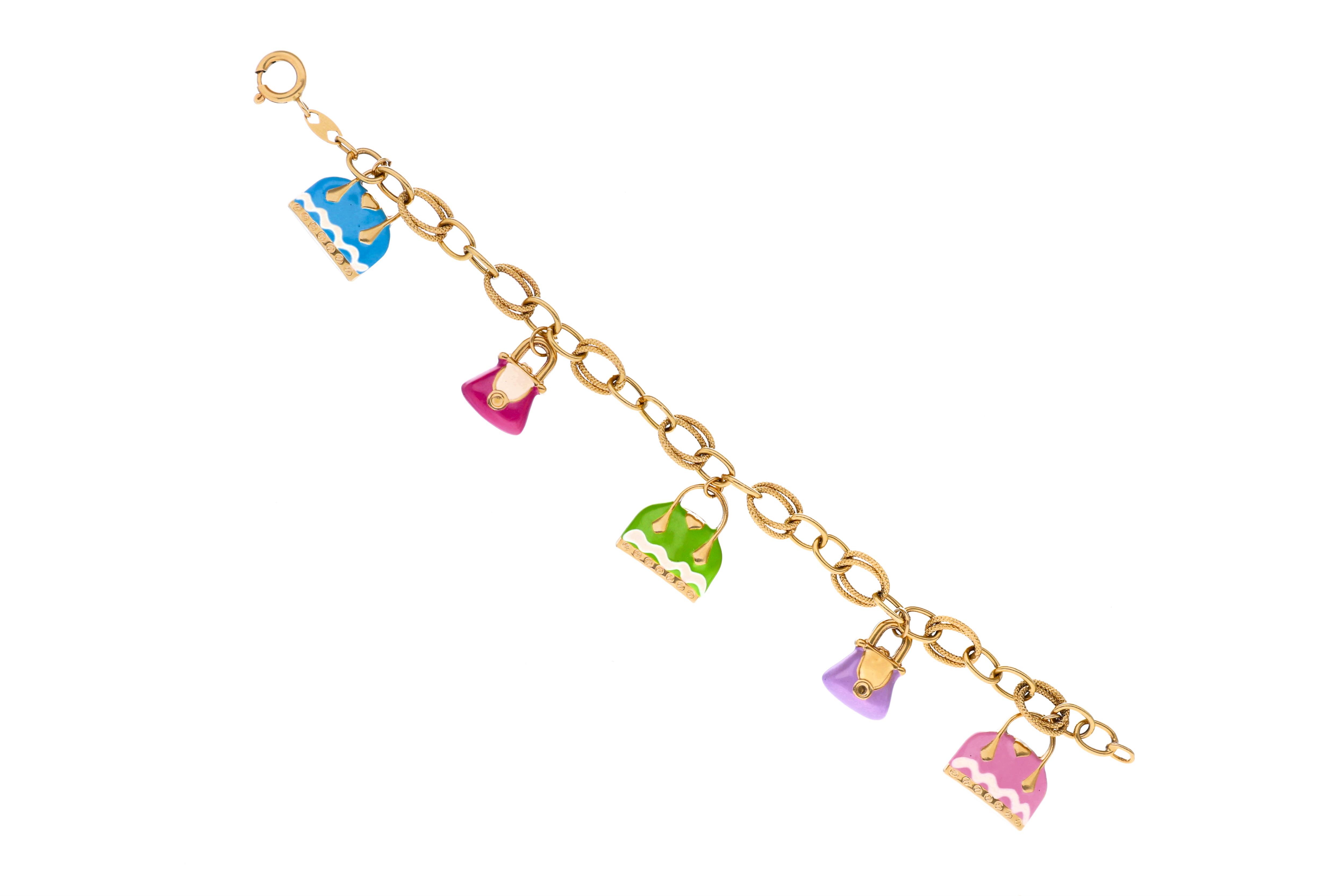 Bracciale con ciondoli smaltati - Asta Preziosi