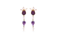 Paio di orecchini con ametiste e perle coltivate - Asta preziosi