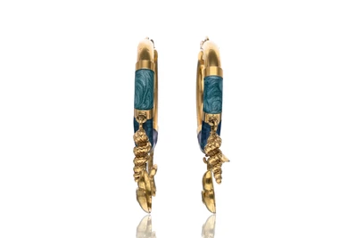 Paio di orecchini con smalti policromi - Asta preziosi