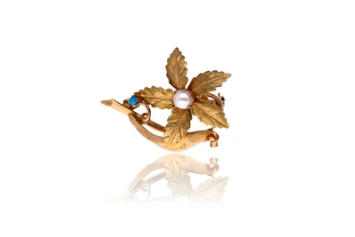 Spilla con perla e pietra - Asta Preziosi