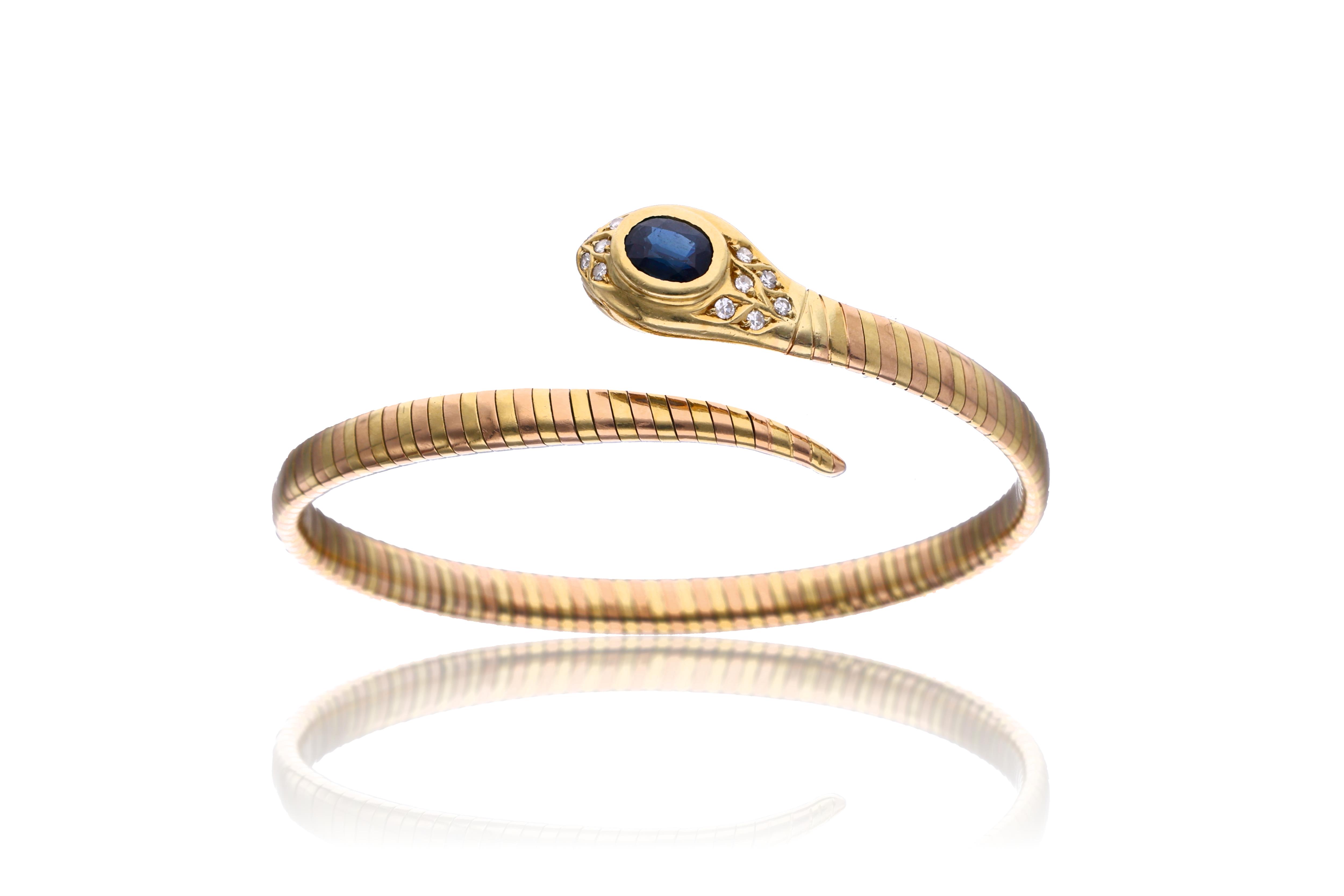 Bracciale semirigido con zaffiro e diamanti - Asta Preziosi