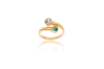 Anello con smeraldo e diamante - Asta Preziosi Anello con smeraldo e diamante - Asta Preziosi
