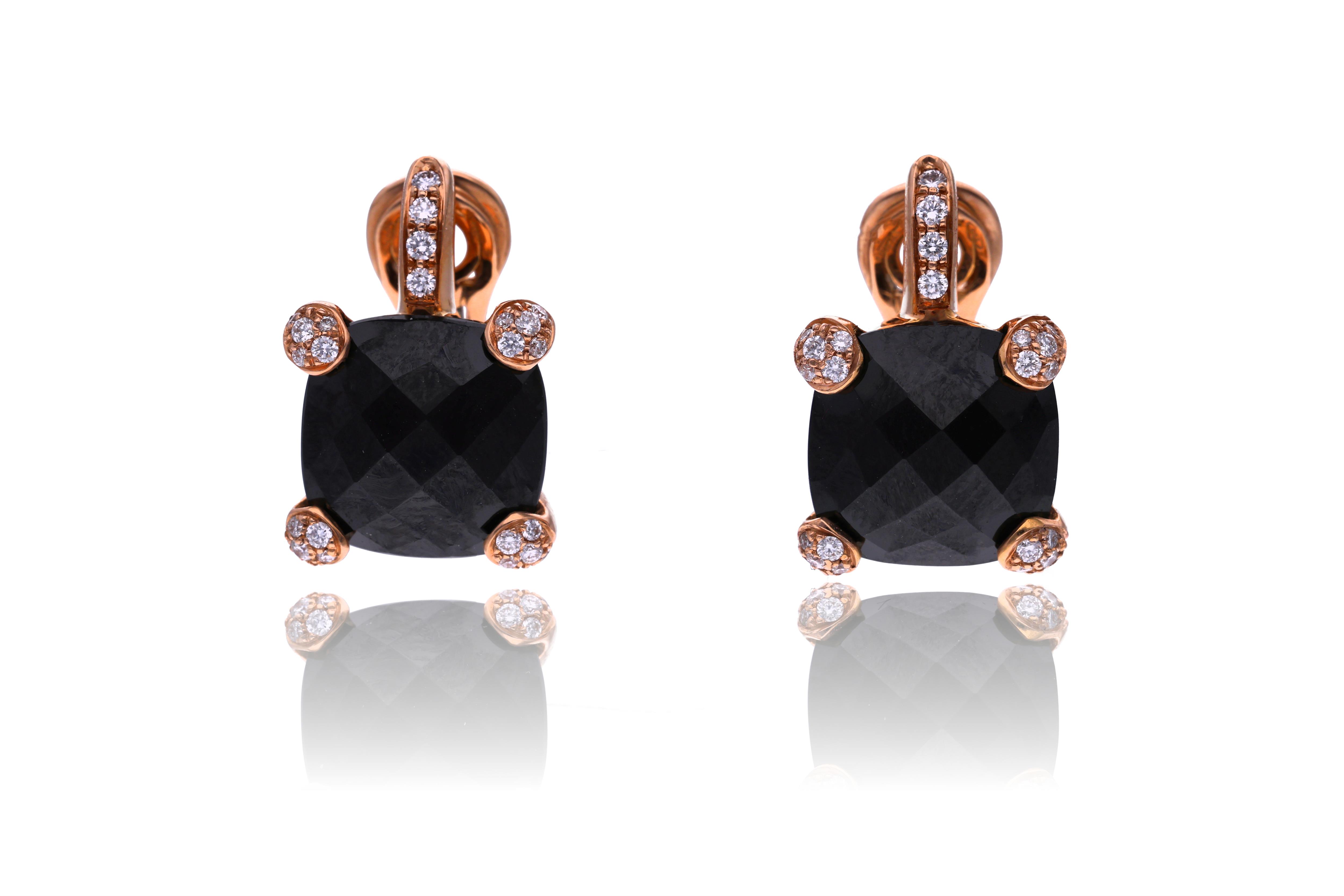 Paio di orecchini con onice e diamanti - Asta Preziosi