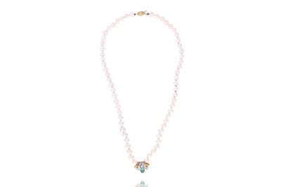 Collana con perle coltivate diamanti smeraldo - Asta Preziosi