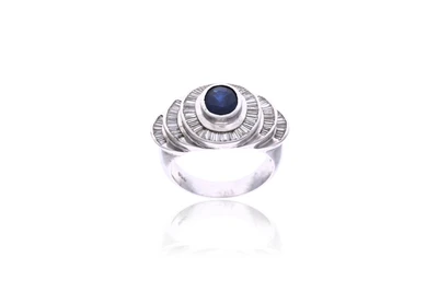 Anello con diamanti e zaffiro - Asta Preziosi