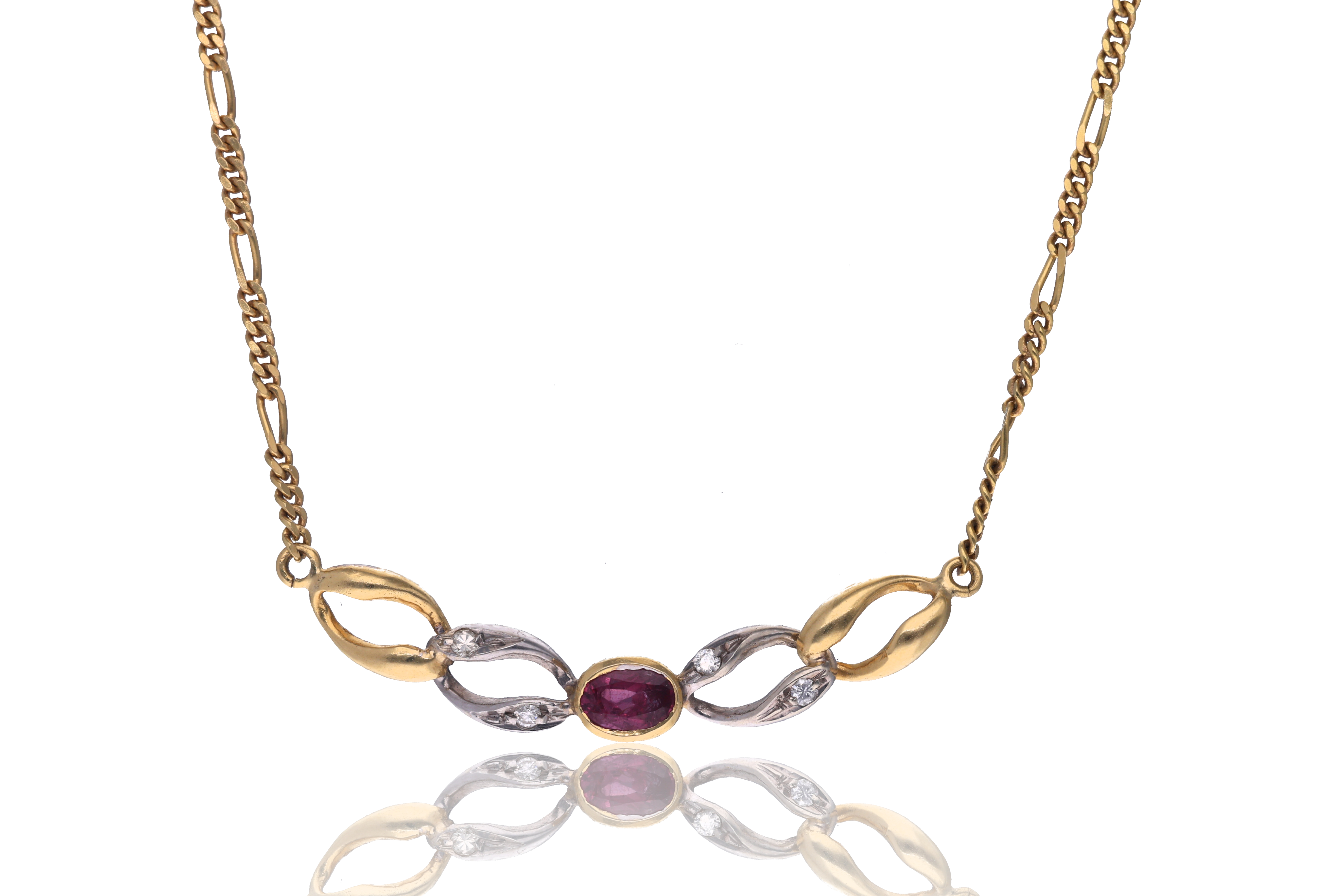 Collana con diamanti e rubino - Asta Preziosi
