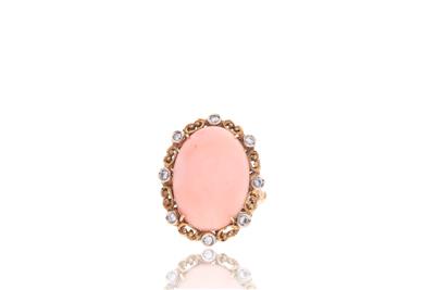 Anello con corallo e diamanti - Asta Preziosi Anello con corallo e diamanti - Asta Preziosi