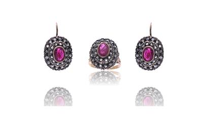 Demi parure con diamanti e rubini - Asta Preziosi Demi parure con diamanti e rubini - Asta Preziosi