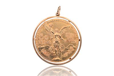 Ciondolo con moneta 50 pesos messicani - Asta Preziosi