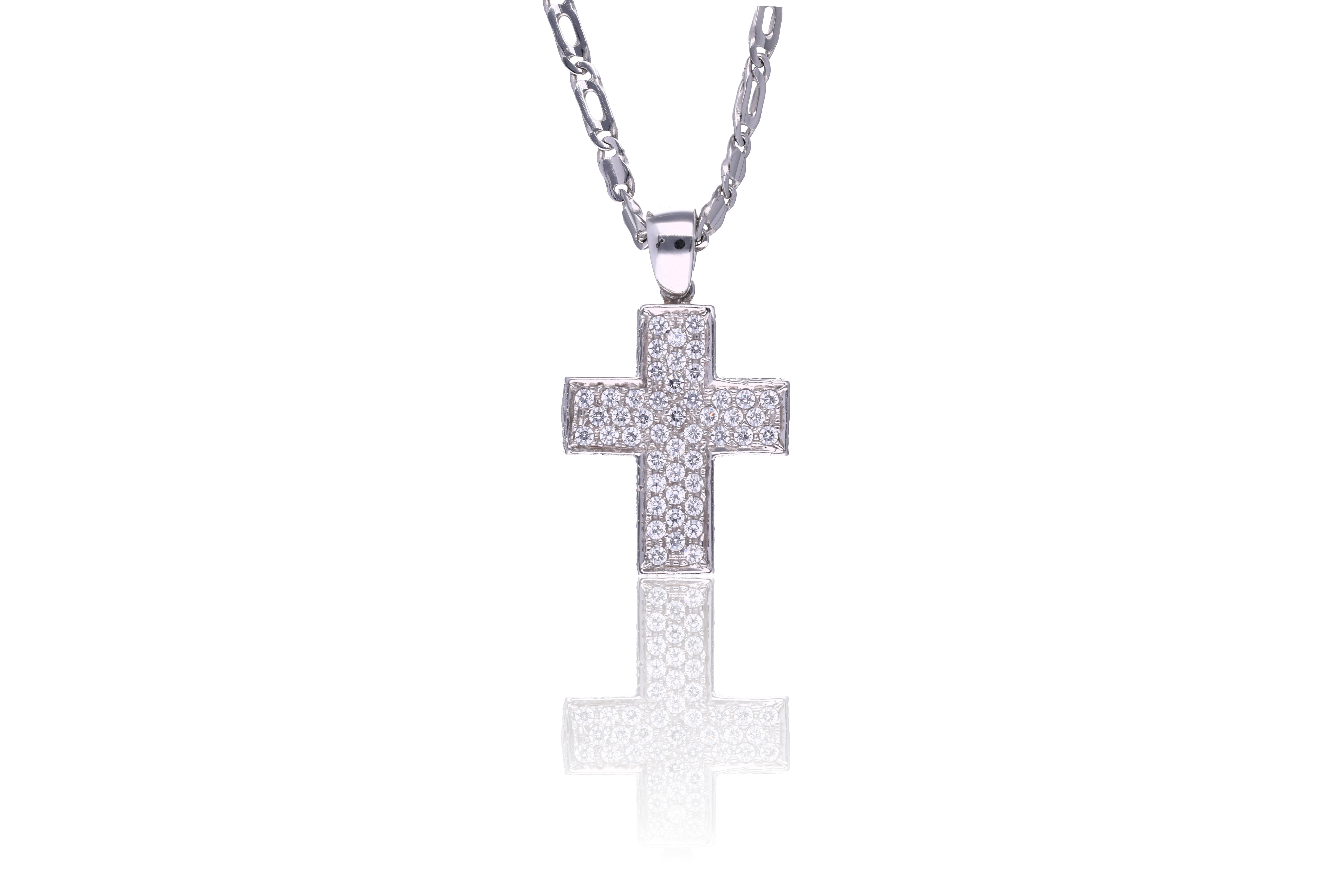 Collana e ciondolo a forma di croce con pietre - Asta Preziosi