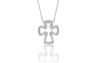 Collana e ciondolo a forma di croce con diamanti - Asta Preziosi