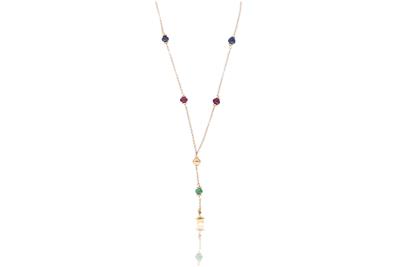 Collana in oro, zaffiri , rubini, smeraldi - Asta Preziosi
