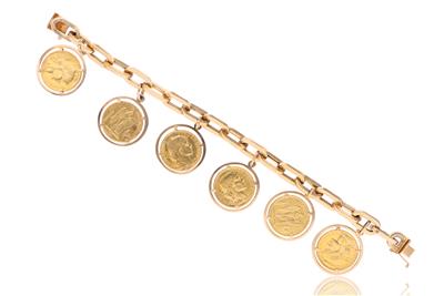 Bracciale in oro 750 con sei monete - Asta Preziosi