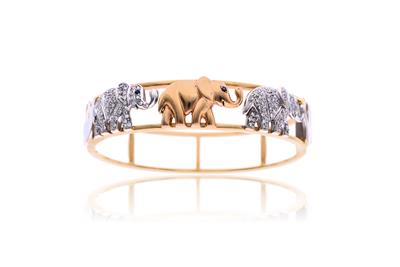 Bracciale rigido in oro con diamanti e zaffiri - Asta Preziosi