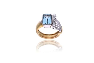 Anello con acquamarina e diamanti - Asta Preziosi