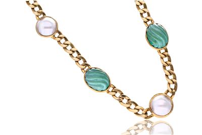 Collana in oro con perle mabè e turchese - Asta Preziosi