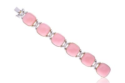 Bracciale con quarzi rosa e diamanti - Asta Preziosi