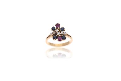 Anello con diamanti, zaffiri e rubini - Asta Preziosi Anello con diamanti, zaffiri e rubini - Asta Preziosi
