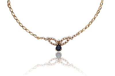 Collana con diamanti e zaffiro - 