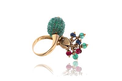 Anello con smeraldi, zaffiri e rubini - Asta di San Valentino Anello con smeraldi, zaffiri e rubini - Asta di San Valentino