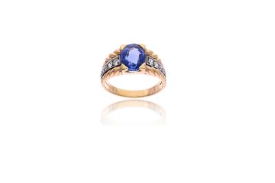 Anello in oro, con zaffiro e diamanti - Asta di San Valentino Anello in oro, con zaffiro e diamanti - Asta di San Valentino
