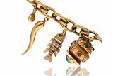 Bracciale con otto ciondoli, pietre e smalti policromi - Asta di San Valentino Bracciale con otto ciondoli, pietre e smalti policromi - Asta di San Valentino