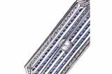 Spilla attribuita a J.E. Caldwell e Co. con diamanti e zaffiri - Asta di San Valentino Spilla attribuita a J.E. Caldwell e Co. con diamanti e zaffiri - Asta di San Valentino
