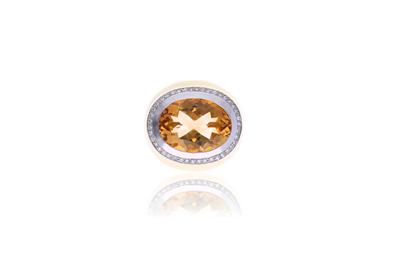 Anello con diamanti e quarzo citrino - Asta di Pasqua Anello con diamanti e quarzo citrino - Asta di Pasqua