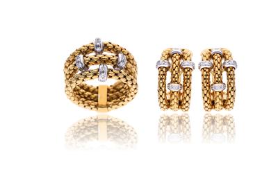 Demi-parure : anello e paio di orecchini con diamanti - Asta di Pasqua Demi-parure : anello e paio di orecchini con diamanti - Asta di Pasqua