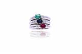 Anello con diamanti, smeraldo, rubino e zaffiro - Asta di Pasqua Anello con diamanti, smeraldo, rubino e zaffiro - Asta di Pasqua