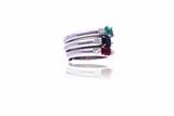Anello con diamanti, smeraldo, rubino e zaffiro - Asta di Pasqua Anello con diamanti, smeraldo, rubino e zaffiro - Asta di Pasqua