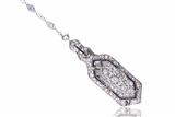 Collana e ciondolo lorgnette con diamanti e zaffiri in platino - Asta di Pasqua