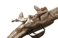 Riproduzione di pistola a pietra focaia in argento - Asta Orologi & Gioielli Riproduzione di pistola a pietra focaia in argento - Asta Orologi & Gioielli