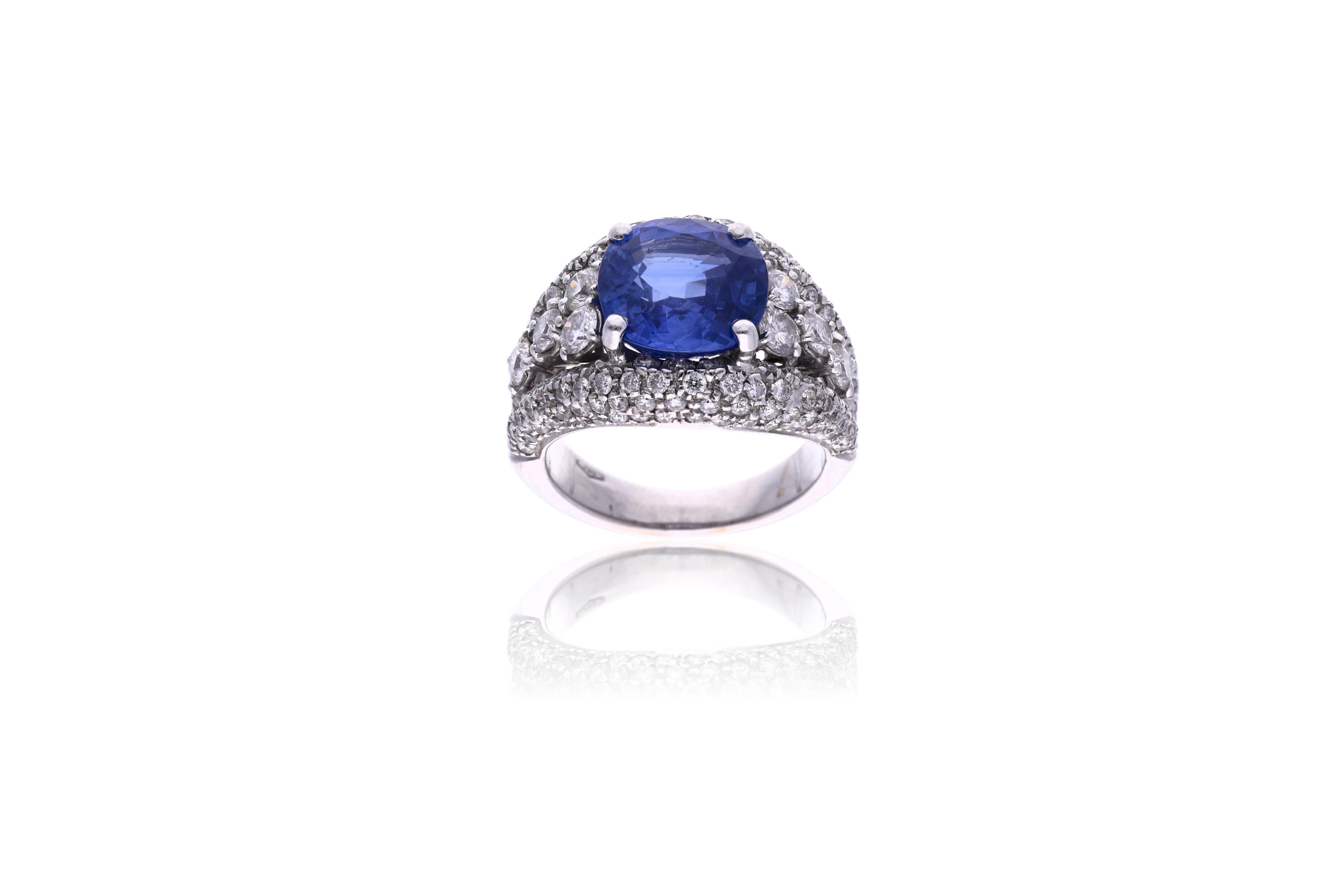 Anello con zaffiro e diamanti - Asta Orologi & Gioielli