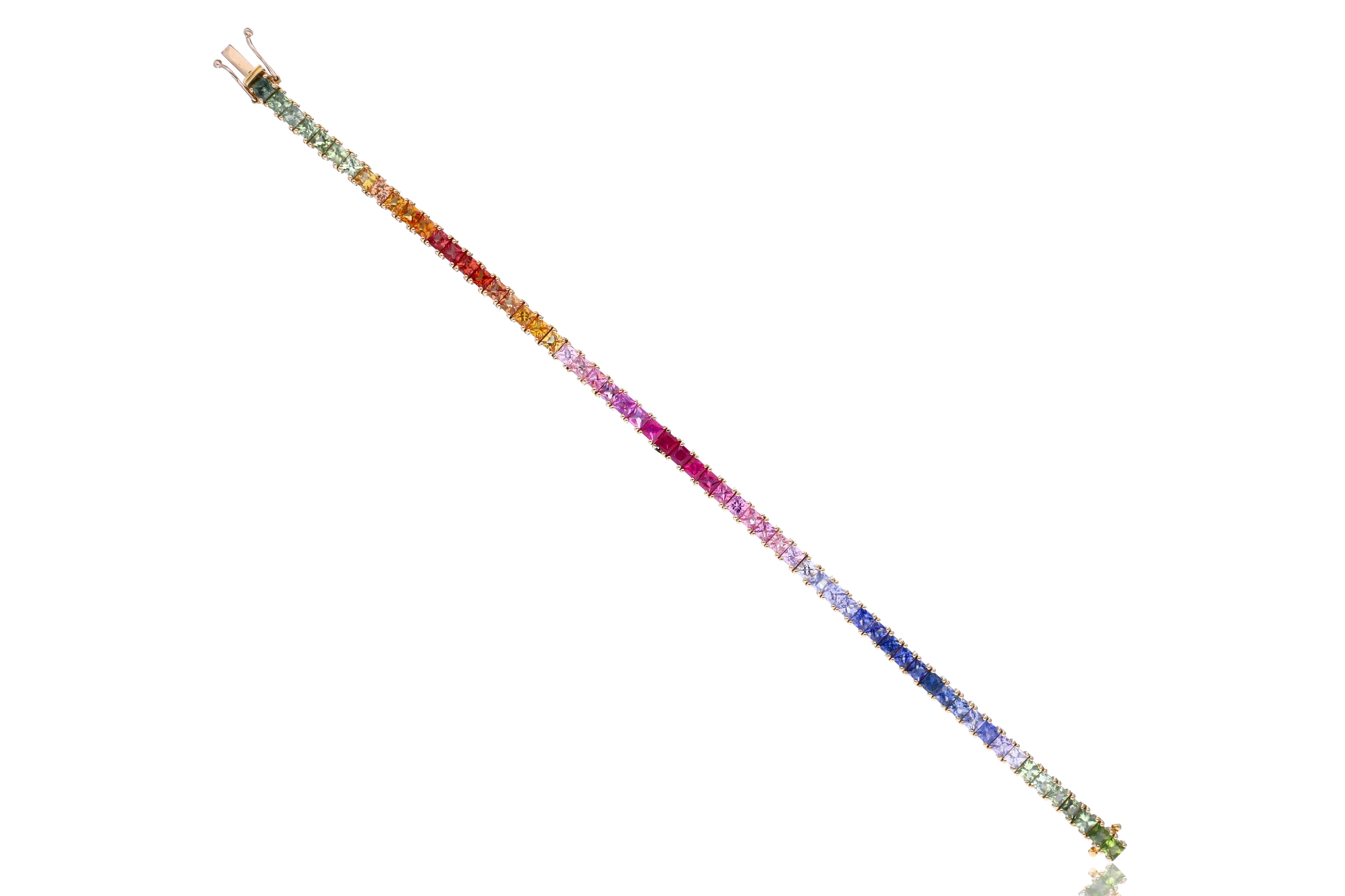 Bracciale con zaffiri multicolore - Asta Orologi & Gioielli