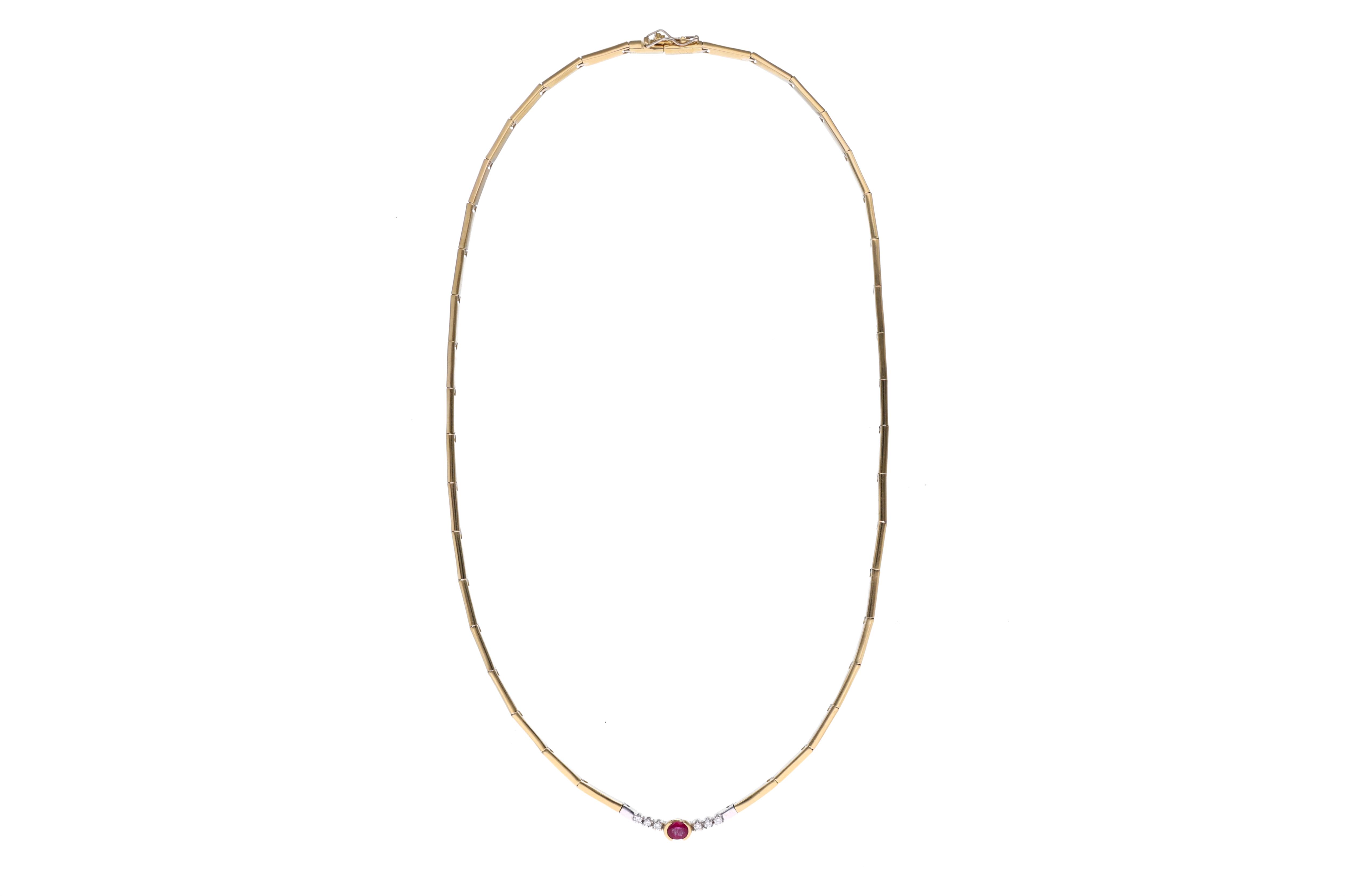 Collana con diamanti e rubino - Asta Orologi & Gioielli