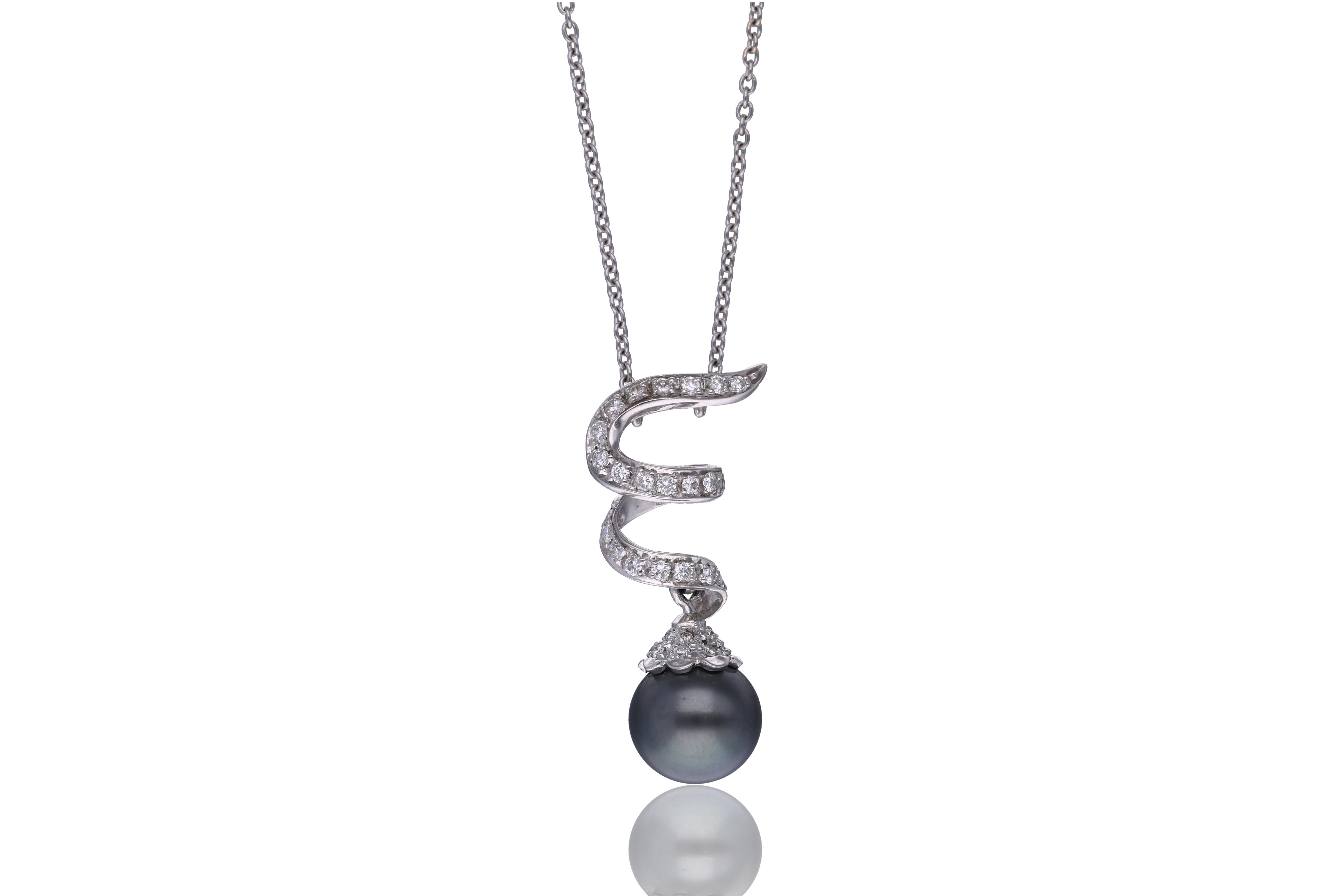 Collana e ciondolo con perla Tahiti e diamanti - Asta Orologi & Gioielli