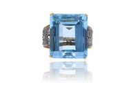 Anello con acquamarina e diamanti - Asta Speciale Tesori d'Autunno