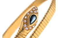 Bracciale semirigido con zaffiro e diamanti - Asta Speciale Tesori d'Autunno
