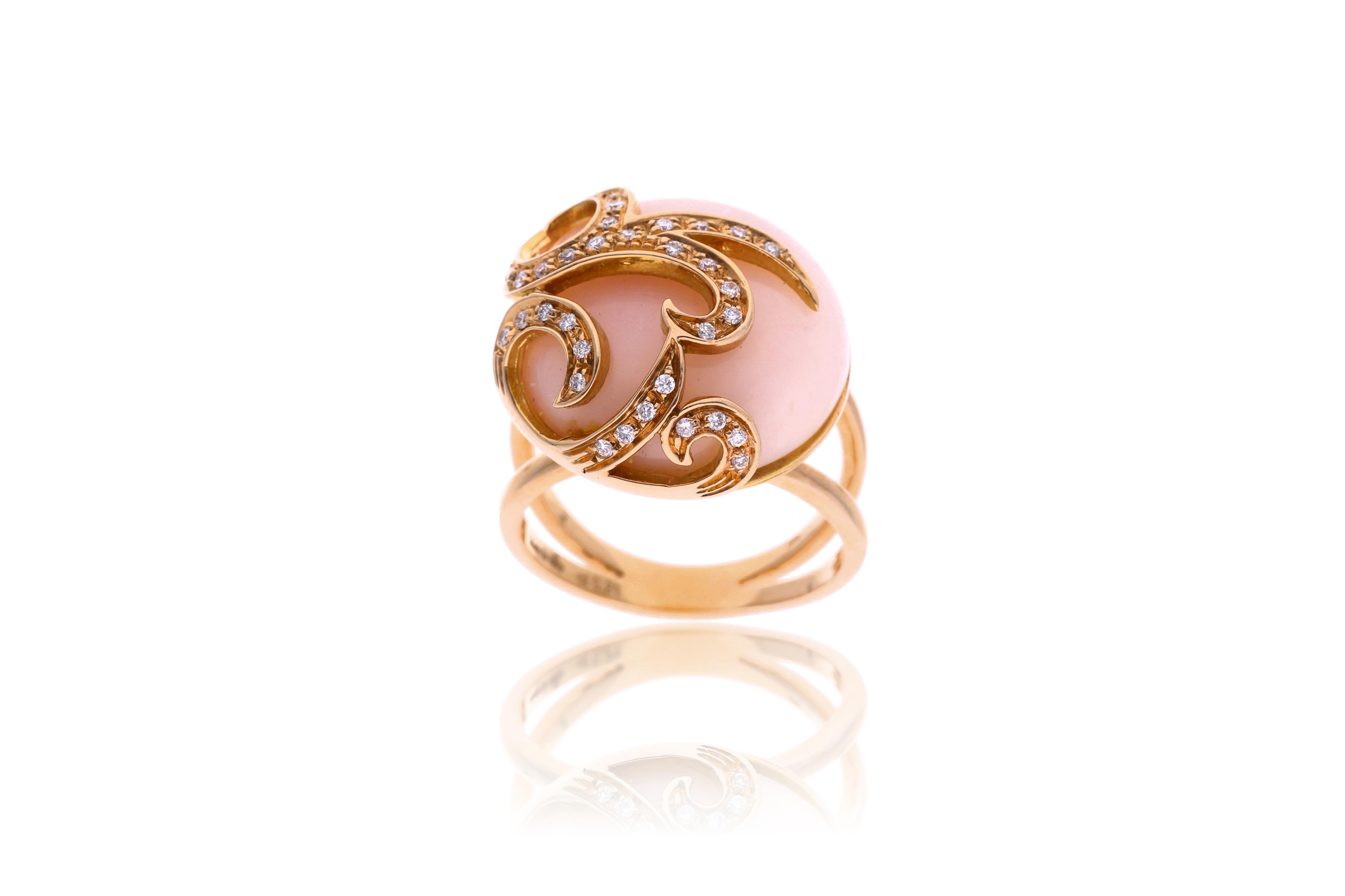 Barberis Prati, anello con opale rosa e diamanti - Asta Speciale Tesori d'Autunno