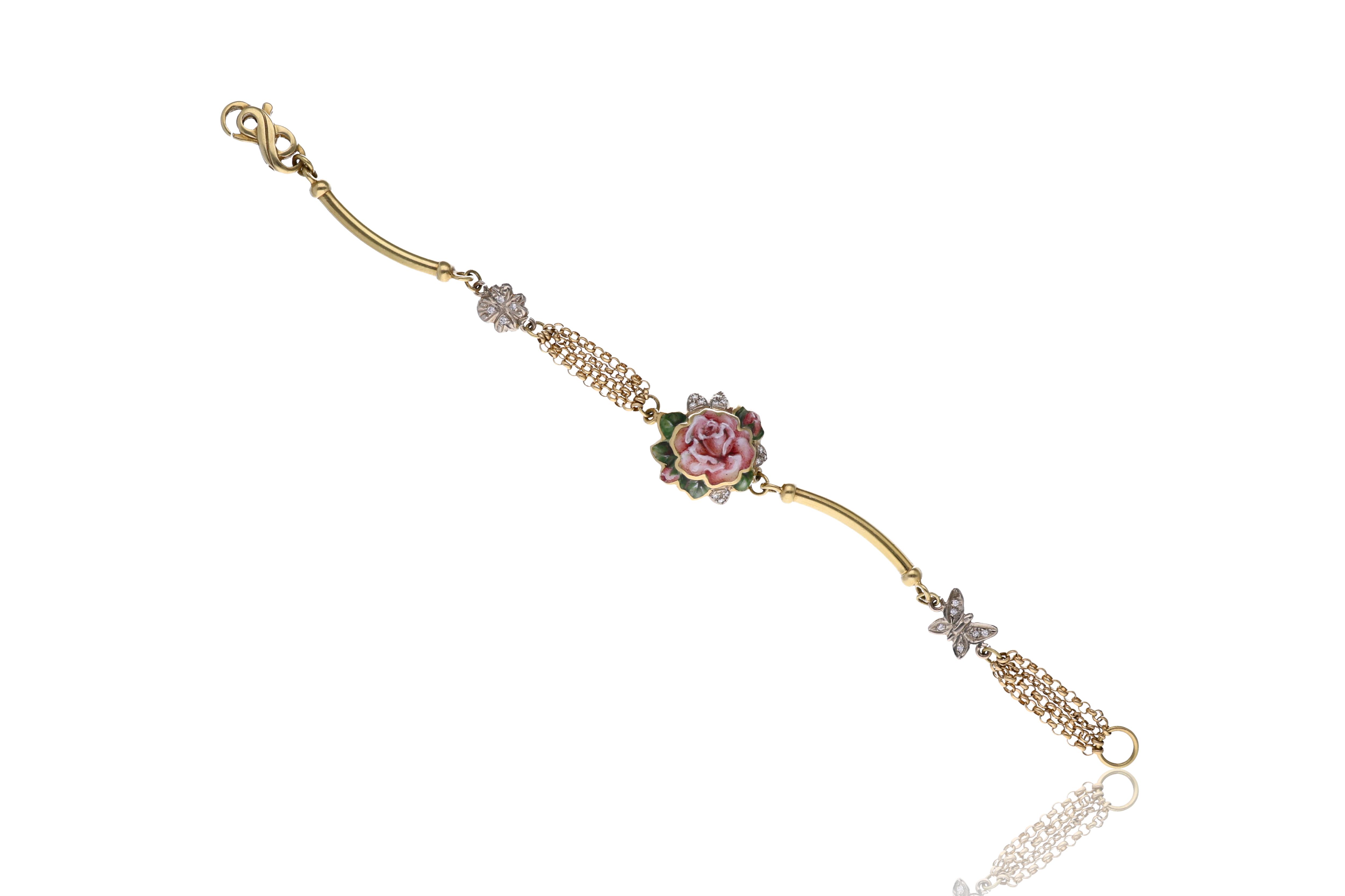 Bracciale con diamanti e smalti, attribuito a Gabriella Rivalta - Asta Speciale Tesori d'Autunno