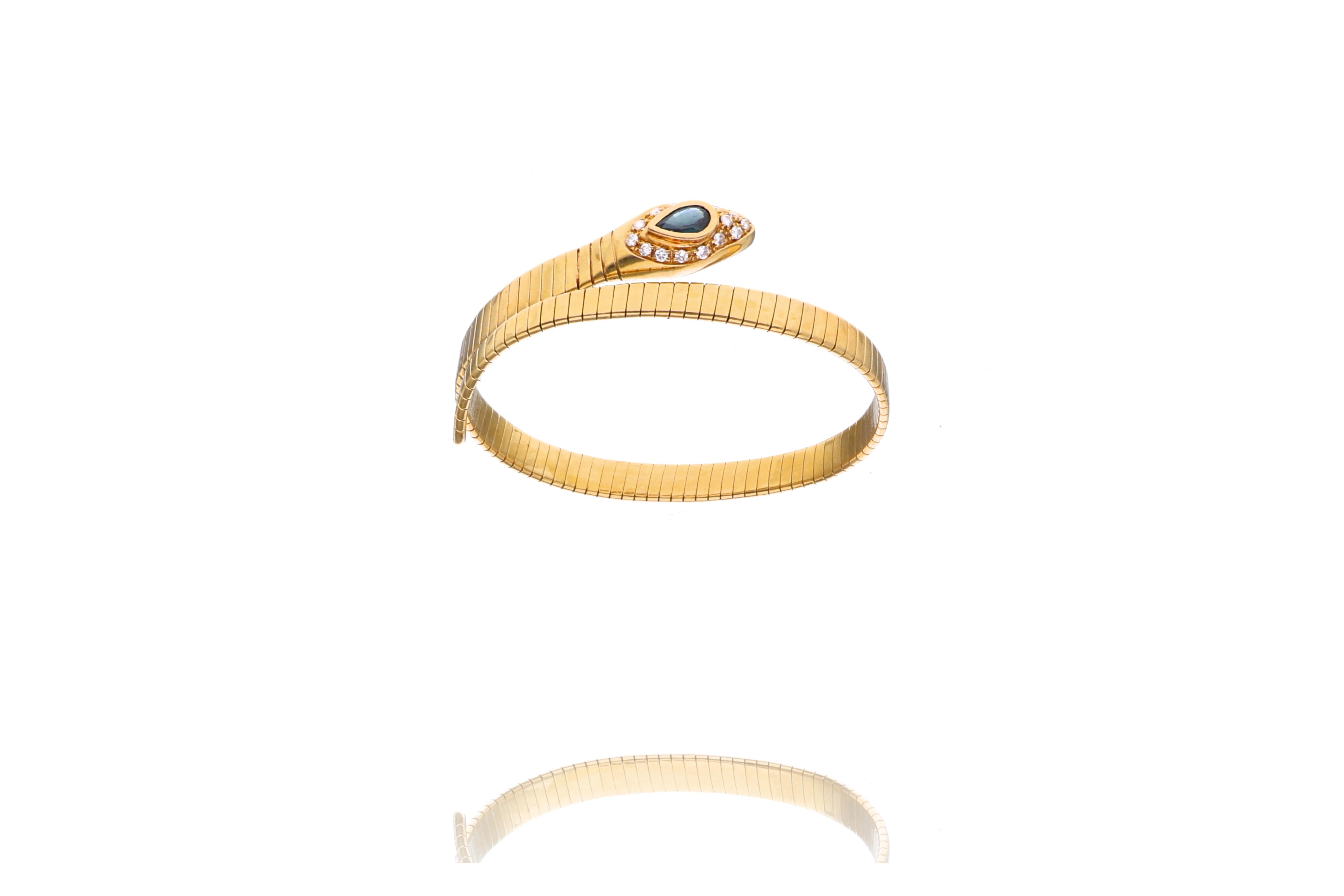 Bracciale semirigido con zaffiro e diamanti - Asta Speciale Tesori d'Autunno