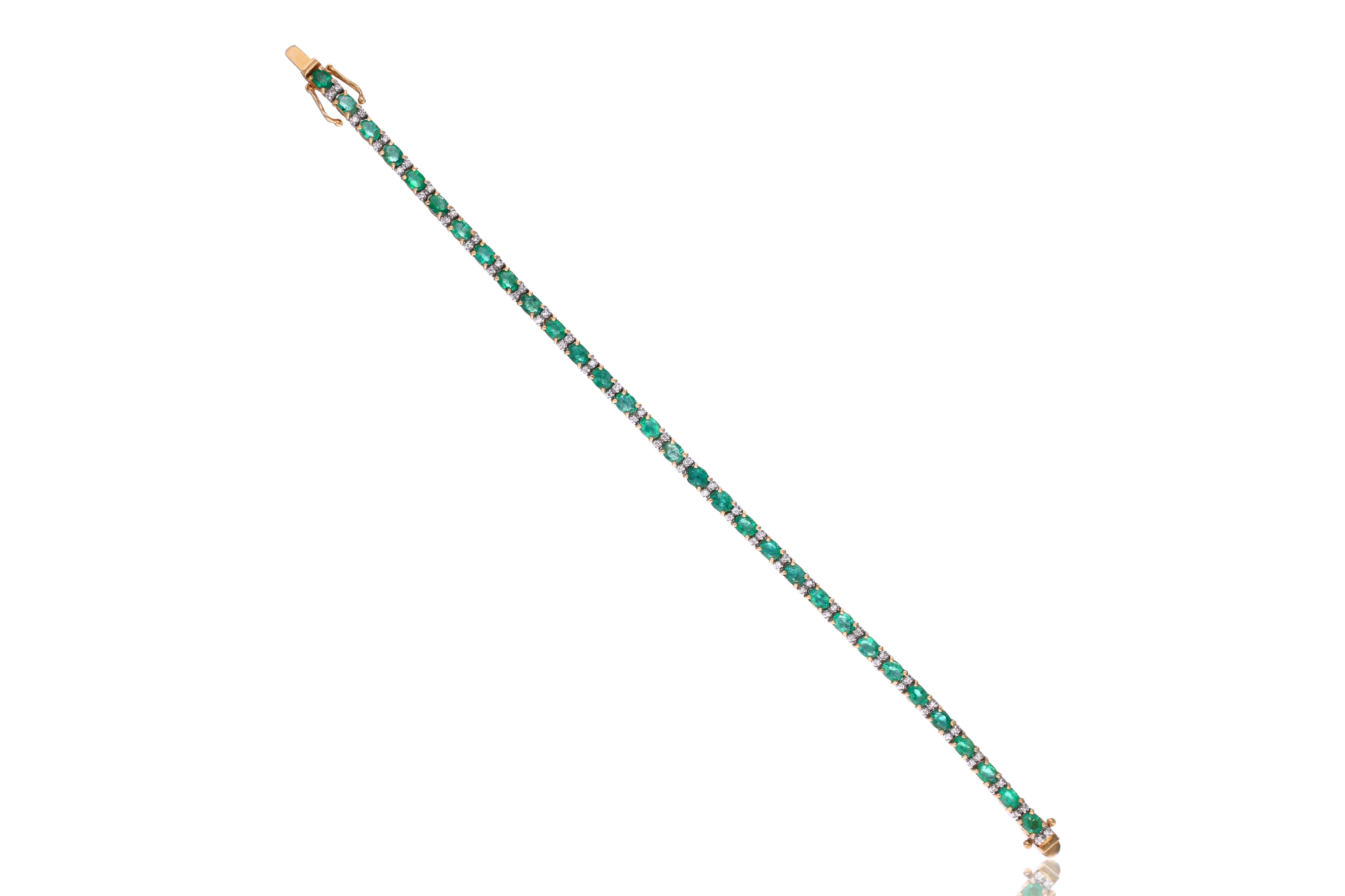 Bracciale tennis con diamanti e smeraldi - Asta Speciale Tesori d'Autunno